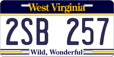WV license plate 2SB257