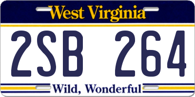 WV license plate 2SB264