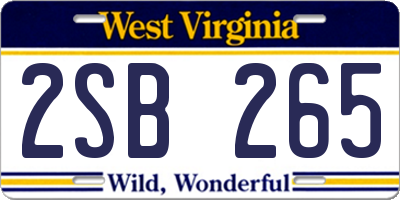WV license plate 2SB265