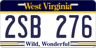 WV license plate 2SB276