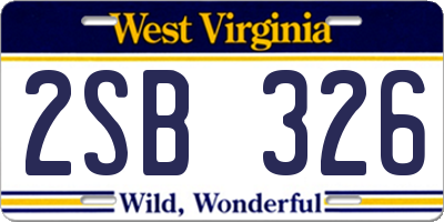 WV license plate 2SB326