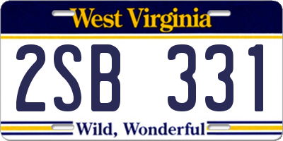 WV license plate 2SB331
