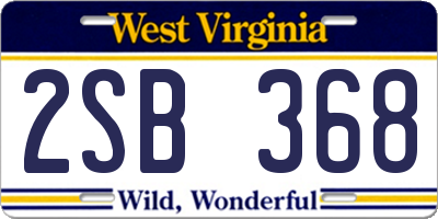 WV license plate 2SB368