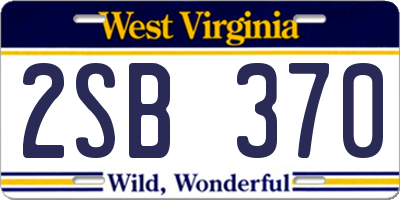WV license plate 2SB370