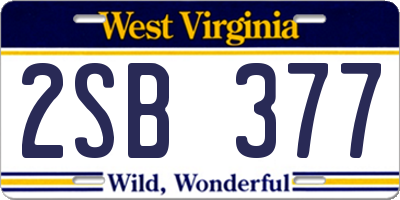 WV license plate 2SB377
