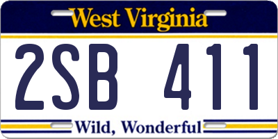 WV license plate 2SB411