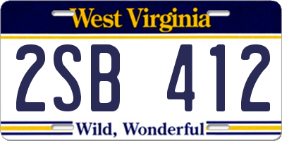 WV license plate 2SB412
