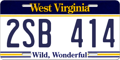 WV license plate 2SB414