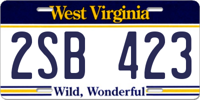 WV license plate 2SB423