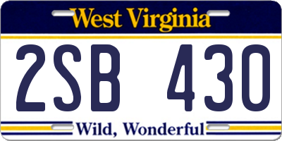 WV license plate 2SB430