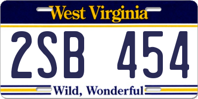 WV license plate 2SB454