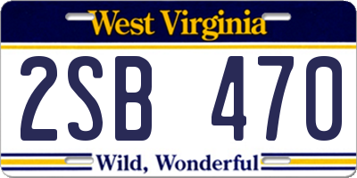 WV license plate 2SB470