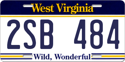 WV license plate 2SB484
