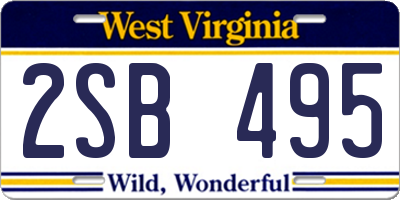 WV license plate 2SB495