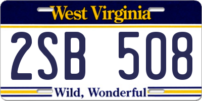 WV license plate 2SB508
