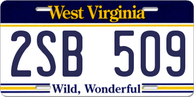 WV license plate 2SB509