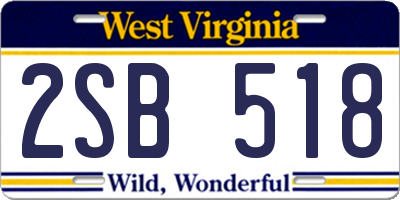 WV license plate 2SB518