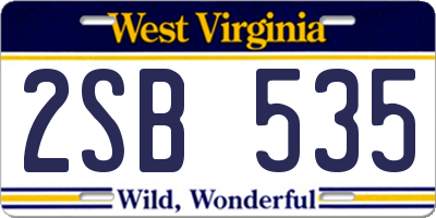 WV license plate 2SB535