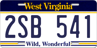 WV license plate 2SB541