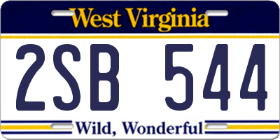 WV license plate 2SB544