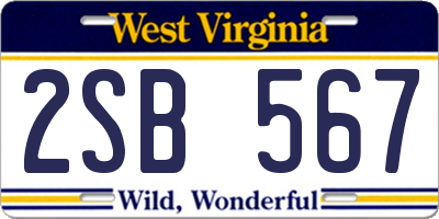 WV license plate 2SB567