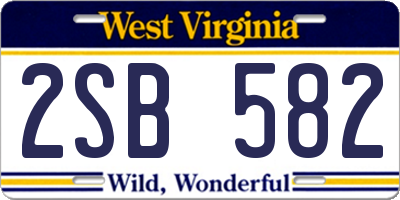 WV license plate 2SB582