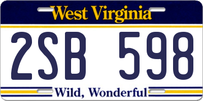 WV license plate 2SB598