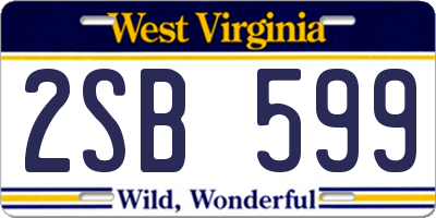 WV license plate 2SB599