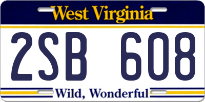 WV license plate 2SB608