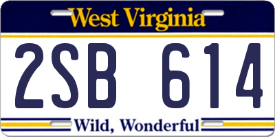 WV license plate 2SB614