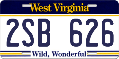 WV license plate 2SB626
