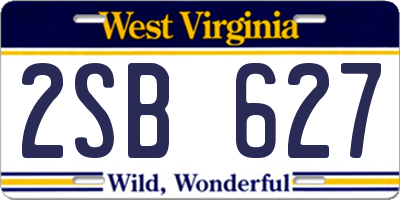 WV license plate 2SB627