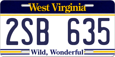 WV license plate 2SB635