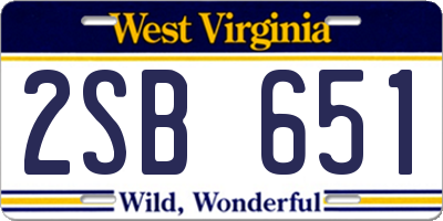 WV license plate 2SB651