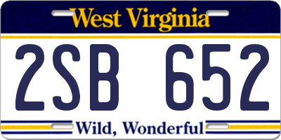 WV license plate 2SB652