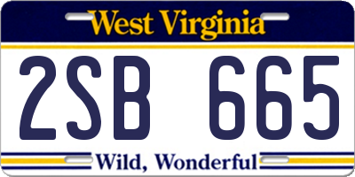 WV license plate 2SB665