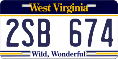WV license plate 2SB674