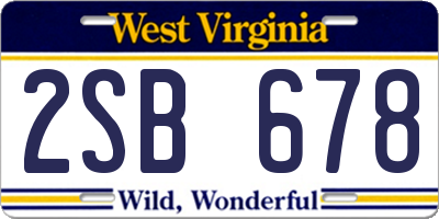WV license plate 2SB678
