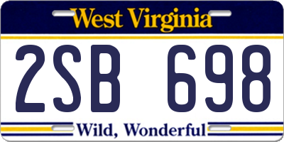 WV license plate 2SB698