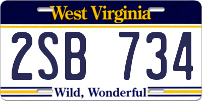 WV license plate 2SB734