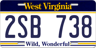 WV license plate 2SB738