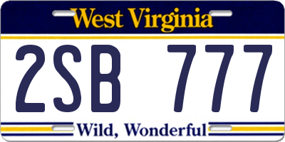 WV license plate 2SB777