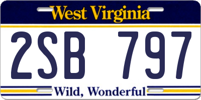 WV license plate 2SB797