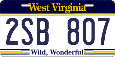 WV license plate 2SB807