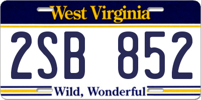 WV license plate 2SB852