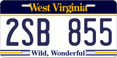 WV license plate 2SB855