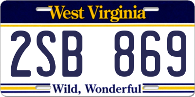 WV license plate 2SB869