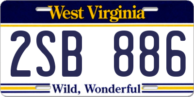 WV license plate 2SB886