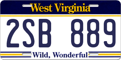 WV license plate 2SB889