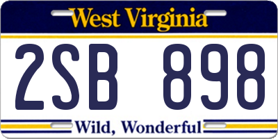 WV license plate 2SB898